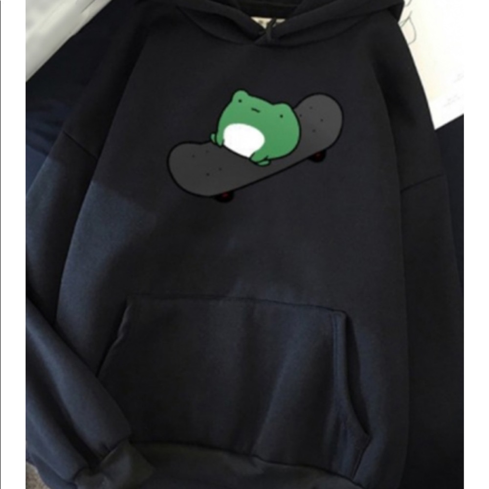 Ladies, skateboarding frog, hoodie, size L